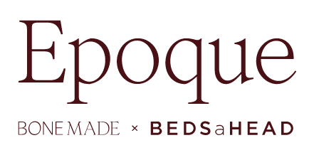 Epoque logo with ‘Bone Made x Beds a Head’ written below in stylised text on a light background.